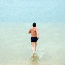 Running Over Water Royalty Free Stock Photography Running Over Water Royalty Free Stock Photography