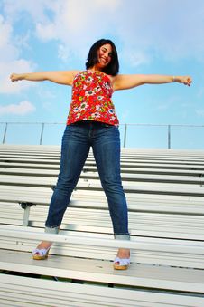 Cheerleader On The Bleachers Stock Image Cheerleader On The Bleachers Stock Image