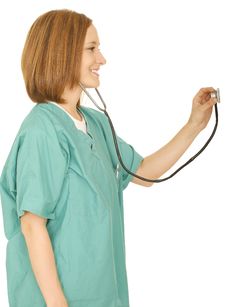 Nurse Checking With Stethoscope Stock Photography Nurse Checking With Stethoscope Stock Photography