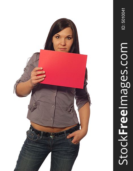 Woman Holding Banner