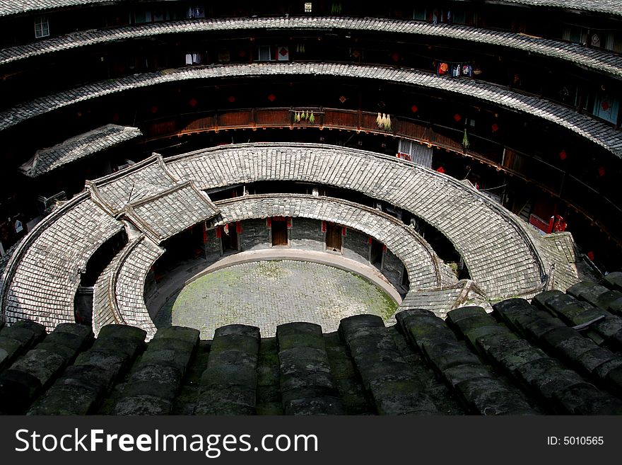 Inner view of the chinese earth tower of hakkas. Inner view of the chinese earth tower of hakkas