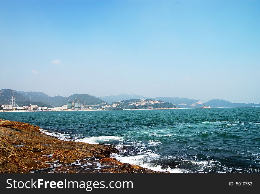 The reef and the blue sea in ShenZhen ocean. The reef and the blue sea in ShenZhen ocean