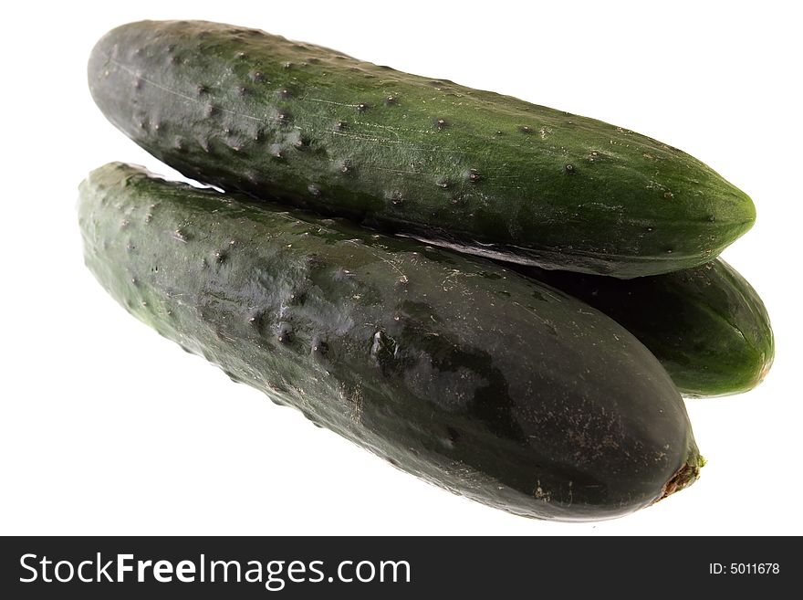 Fresh cucumbers isolated on white background.