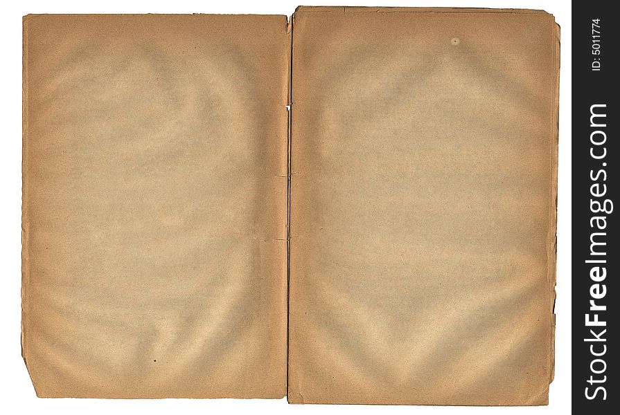 Old book open on both blank shabby pages. Old book open on both blank shabby pages.