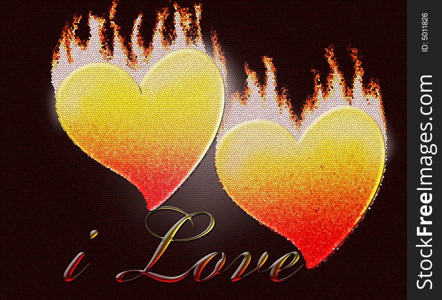 Hearts burning symbol of lov. Hearts burning symbol of lov