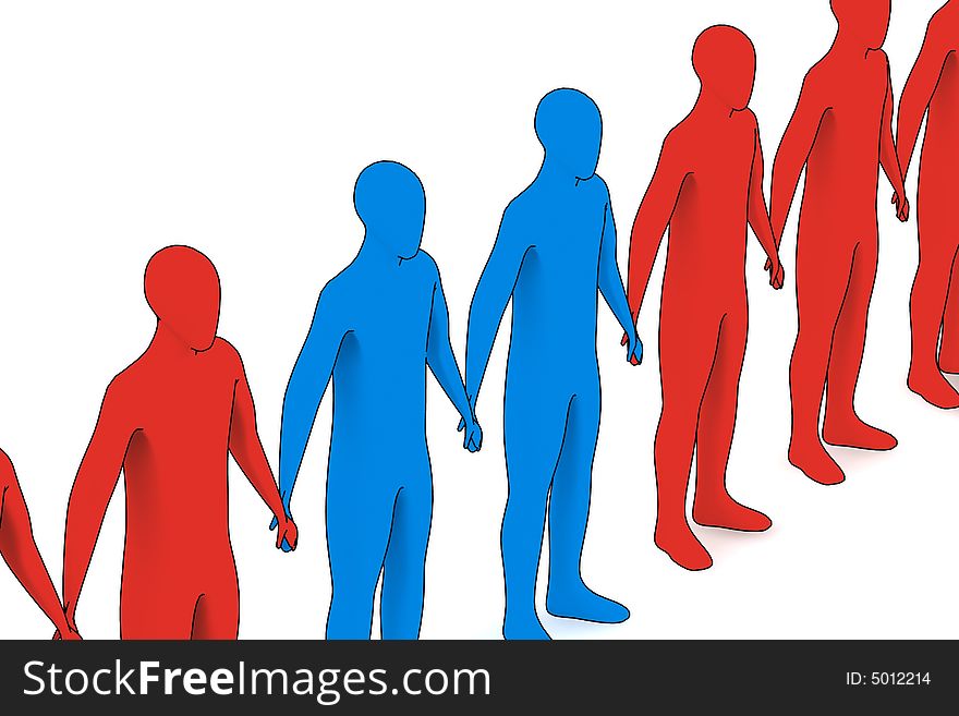 3d people - outsiders - isolated illustration - team