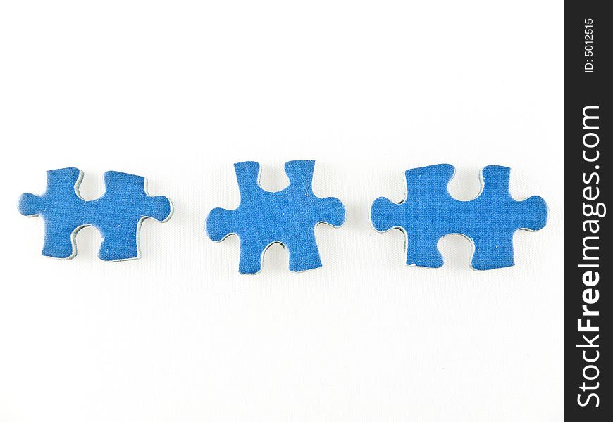 Blue puzzle in line isolated on white background