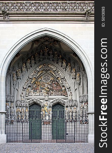Main portal of st-Vincent Cathedral in Bern. Main portal of st-Vincent Cathedral in Bern