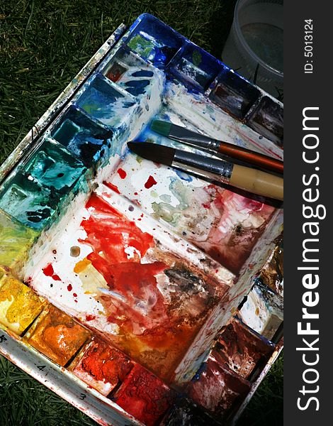 Macro of Watercolor Artist Paint Box. Macro of Watercolor Artist Paint Box