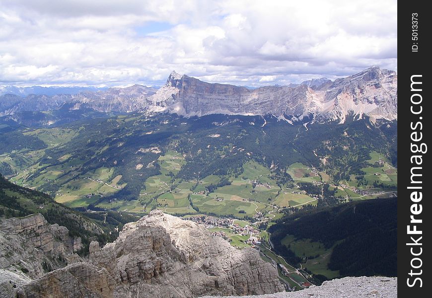 Badia valley from the top of mount Sassongher
