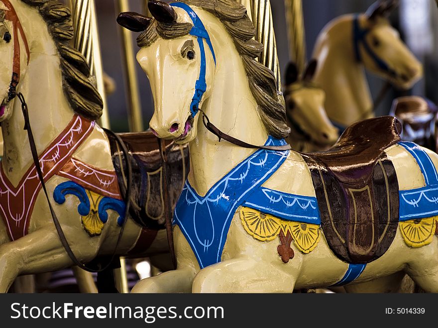 Golden horse on an old carousel. Golden horse on an old carousel