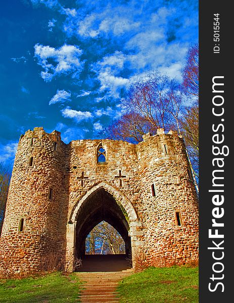 Photo of an old castle in Roundhay park in Leeds, West Yorkshire, England. Photo of an old castle in Roundhay park in Leeds, West Yorkshire, England