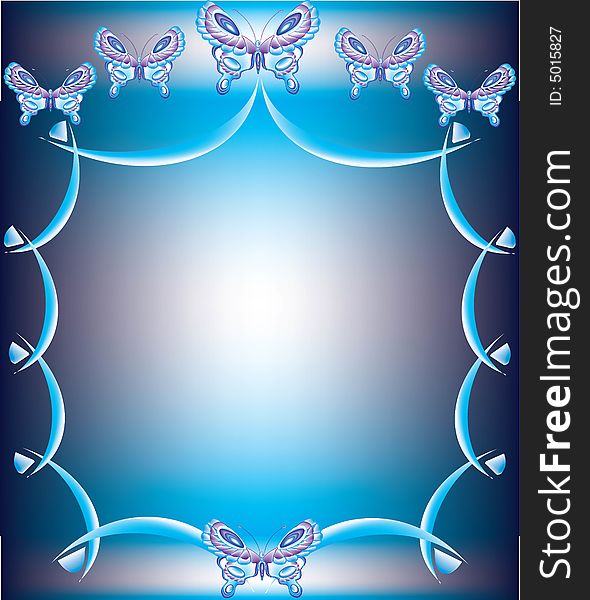 Blue and purple butterfly frame