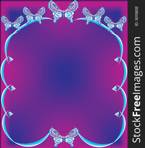 Pink and blue butterfly frame