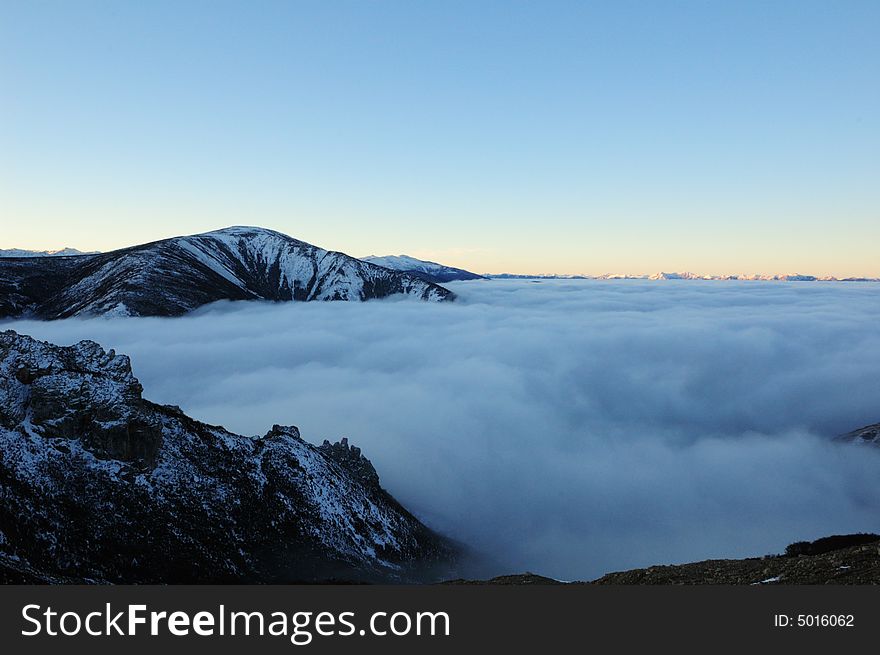 Beautiful cloud sea  on the plateau.