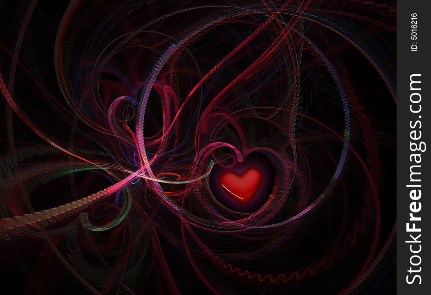 Abstract red heart  in the hole