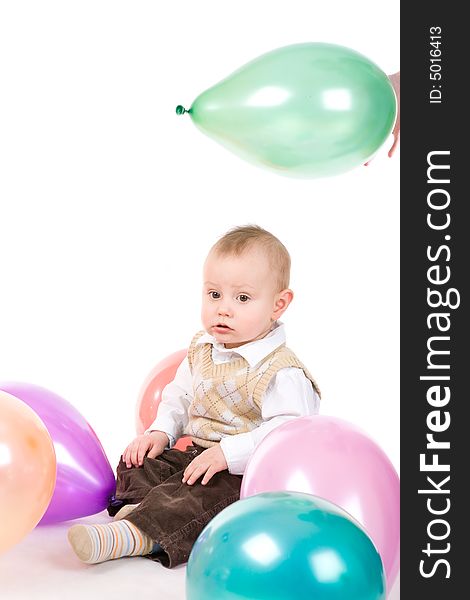 Small boy with colorful balloons. Small boy with colorful balloons