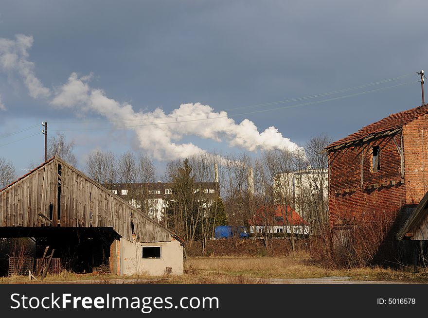 A view at an old industrial area. A view at an old industrial area.