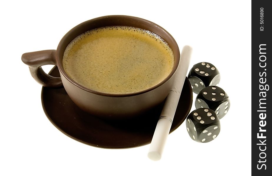 Cup of coffee and the cigarette. Cup of coffee and the cigarette