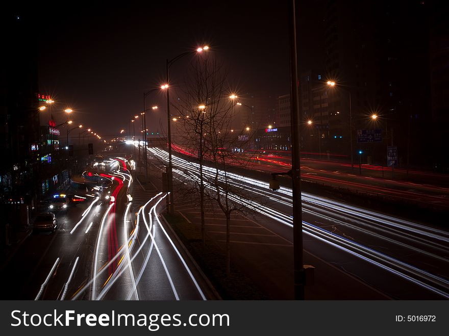 Busy street still busy at night. Busy street still busy at night