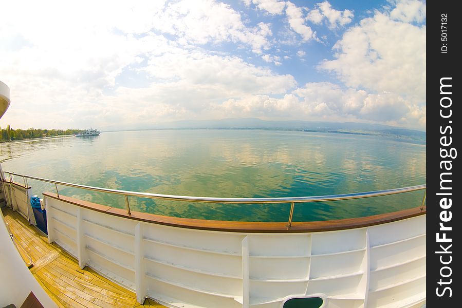 Fisheye panorama view from a ship. Fisheye panorama view from a ship