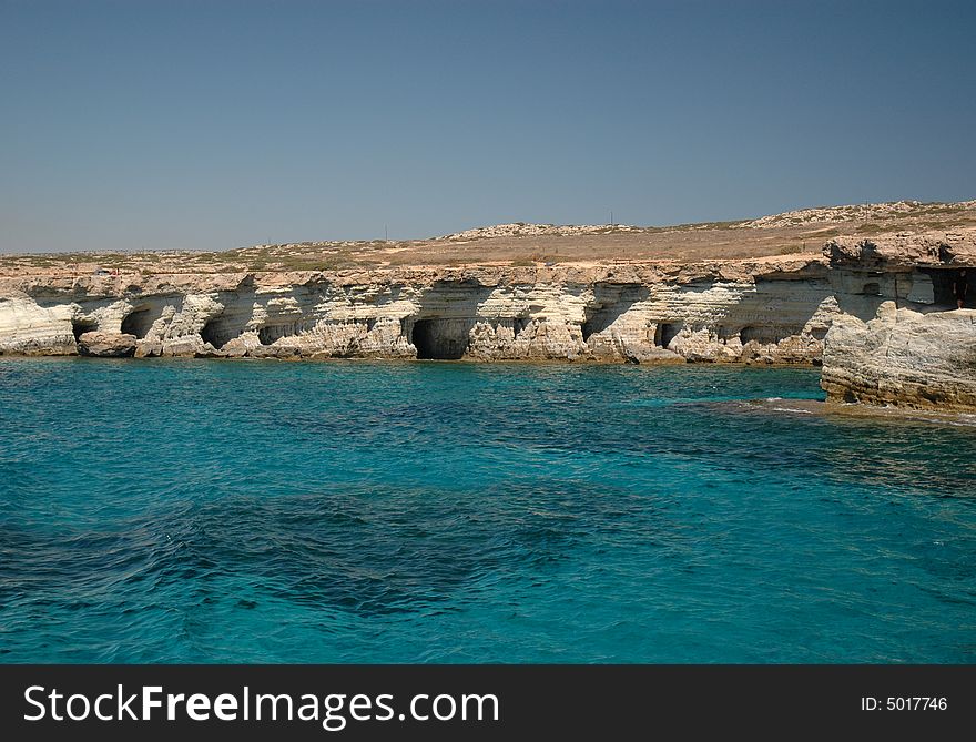 Cliffs and the Mediterranean sea at Cape Greko, Cyprus.