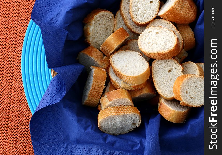 Bread slices in a basket
