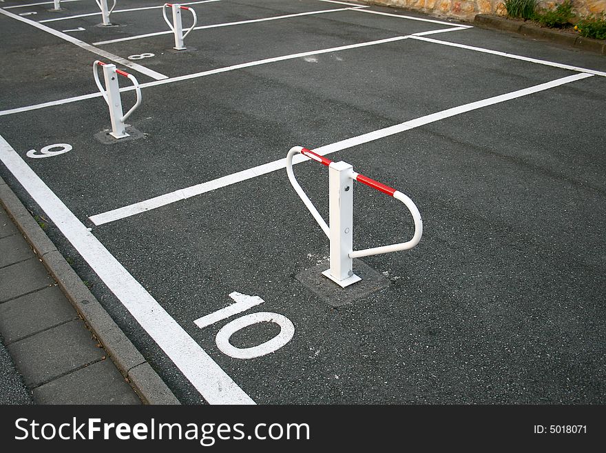 Parking lot with lines and numbers