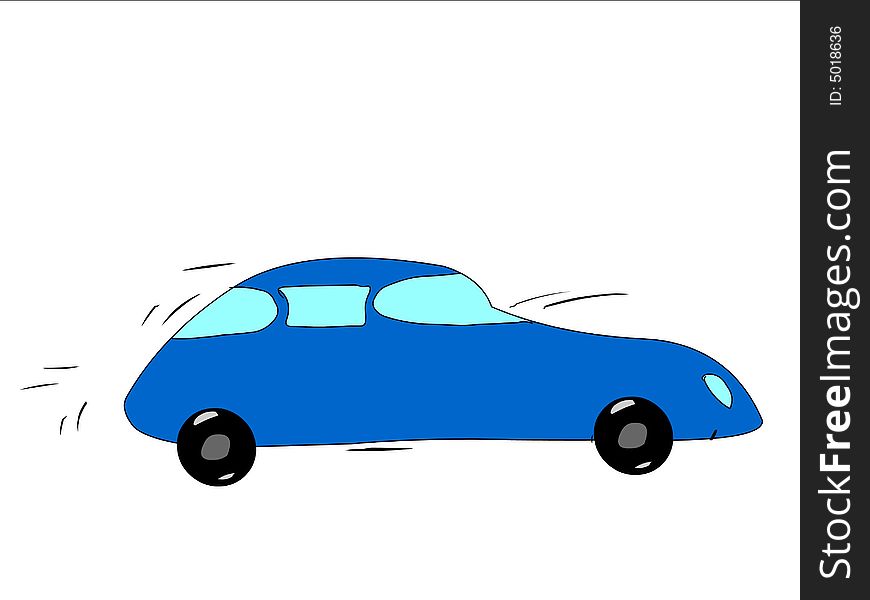 Illustration of the blue car on a white background