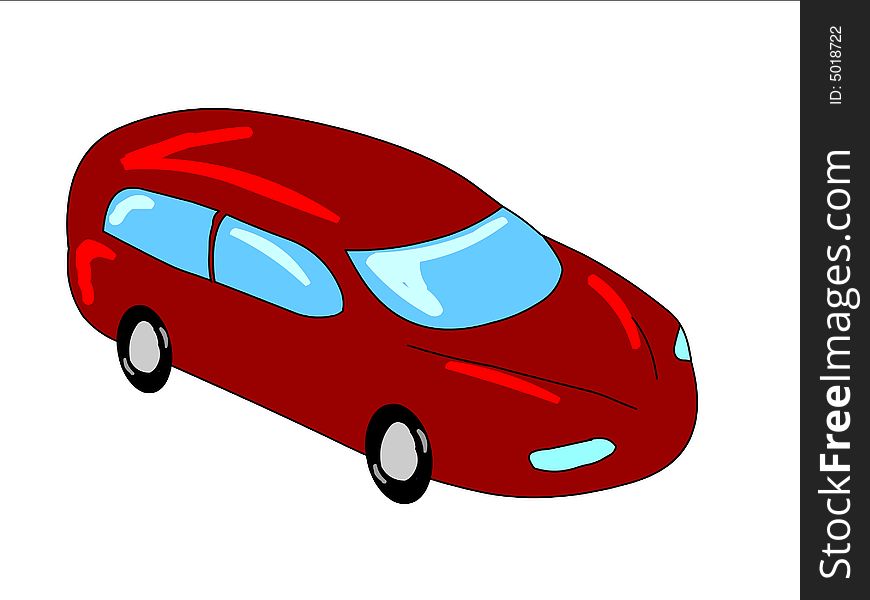 Illustration of the red car on a white background. Illustration of the red car on a white background