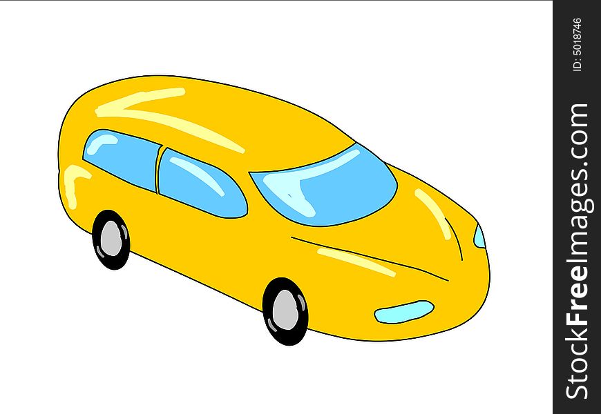 Illustration of the yellow car on a white background. Illustration of the yellow car on a white background