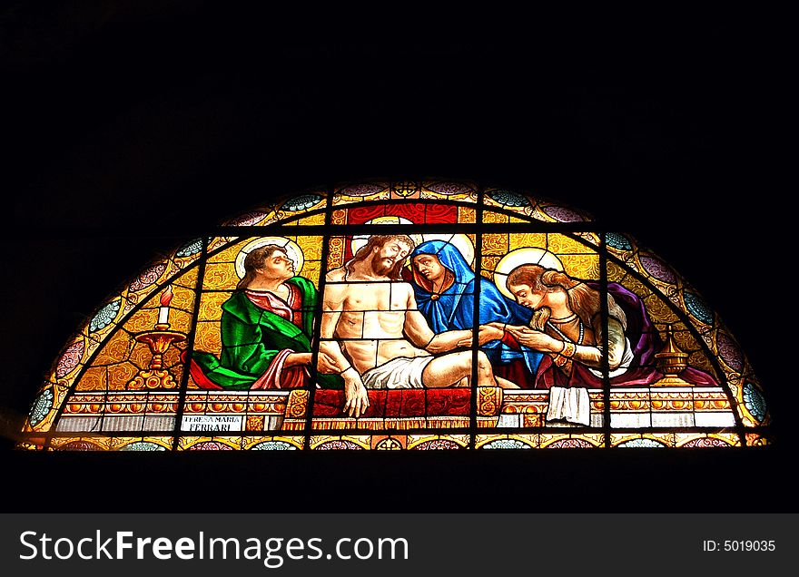 Vivid window of a catholic church,stained glass. Vivid window of a catholic church,stained glass