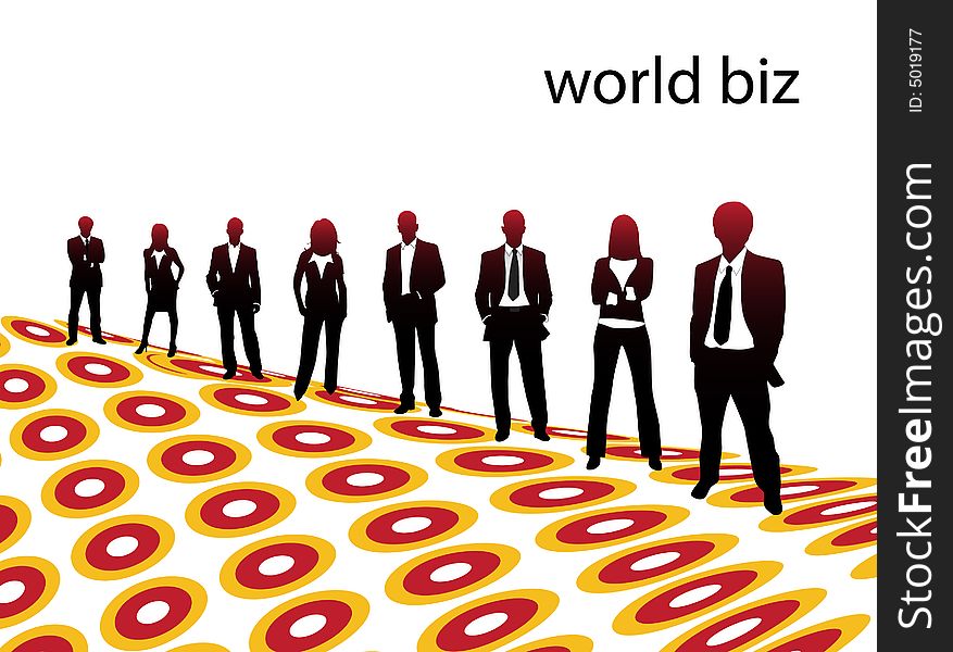 Illustration of business people... world biz