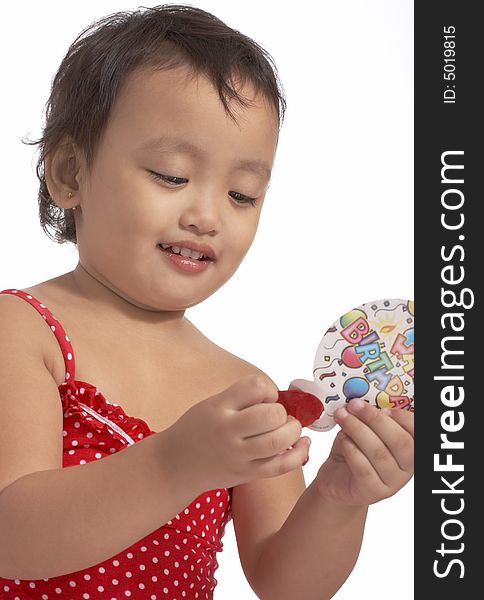 Little girl in red dress