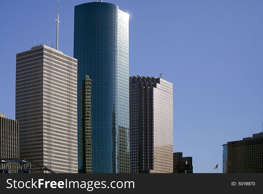 The downtown skyline on a clear sunny day