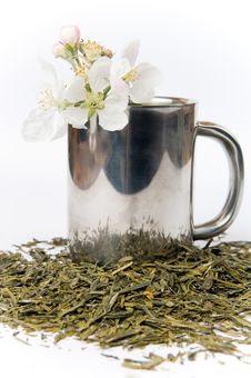Cup Of Tea With Flower And Tea Leafs Stock Image Cup Of Tea With Flower And Tea Leafs Stock Image