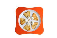 Waffles On A Orange Plate Stock Images Waffles On A Orange Plate Stock Images
