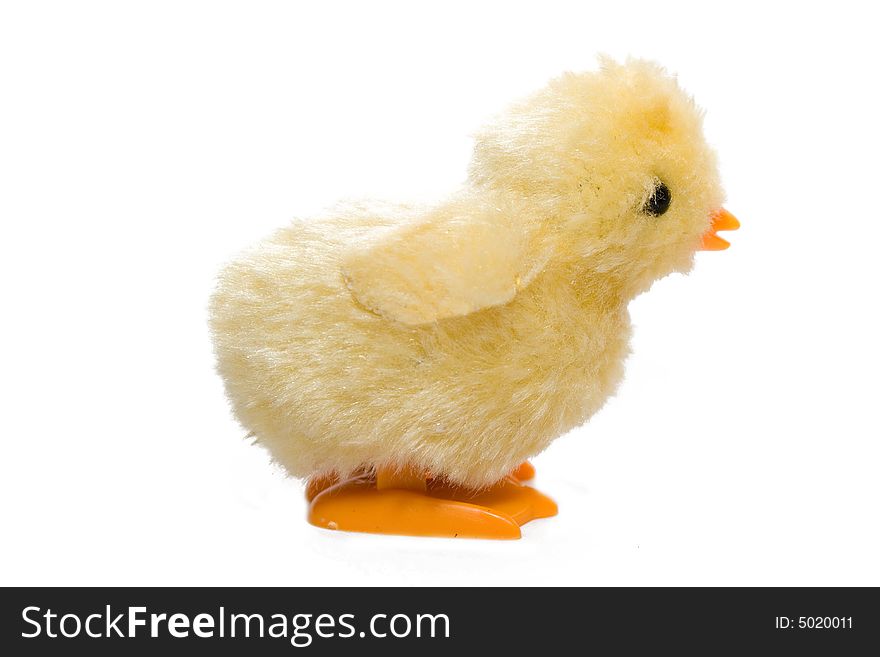 Yellow chicken on the white isolated background