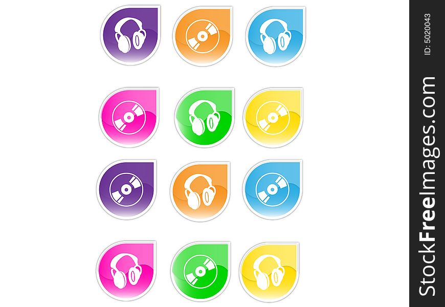 Icon set with cds and phones