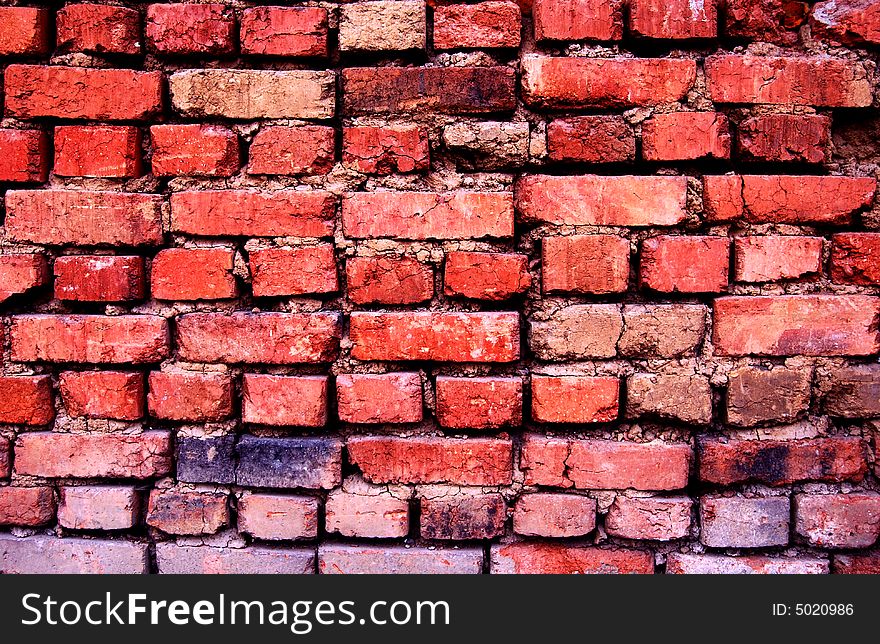 Very old red bricks wall. Very old red bricks wall