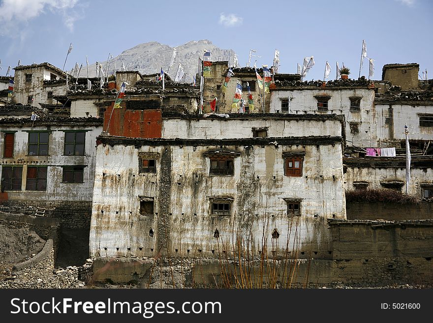 Traditional village in nepal, muktinath, nepal