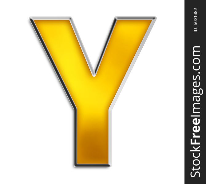 Isolated letter Y in shiny gold