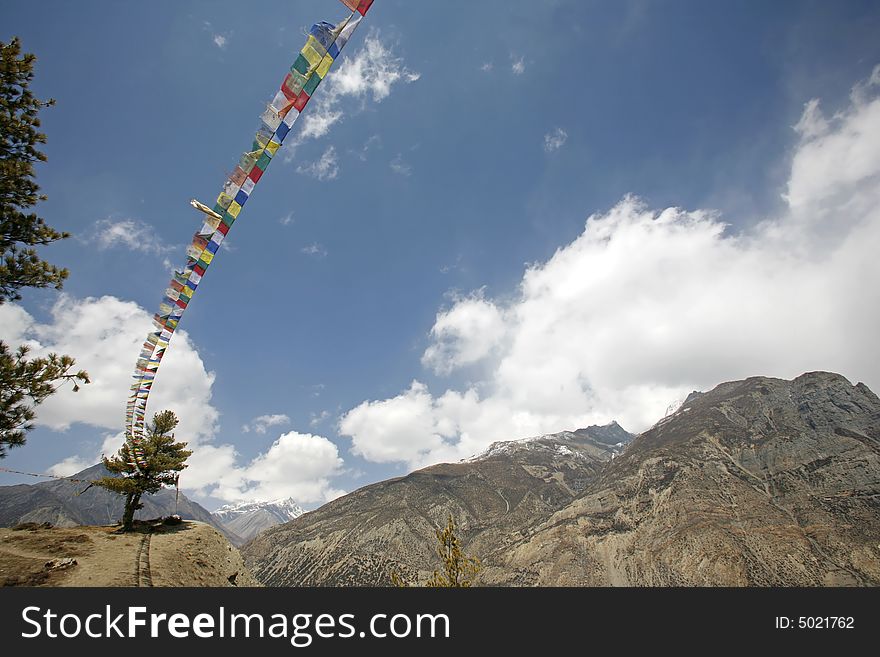 Buddhist praying flags, annapurna