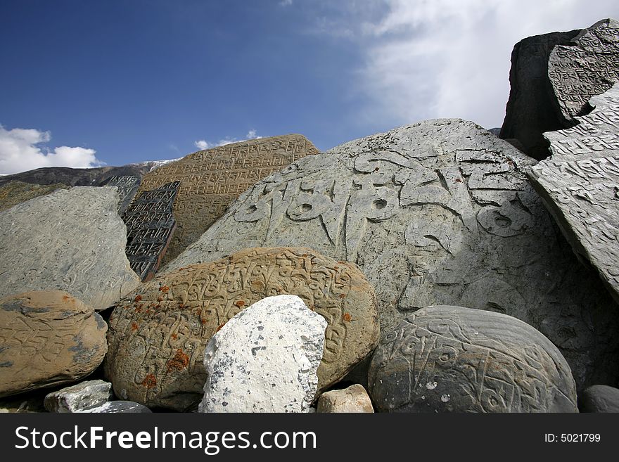 Tibetan Mani Prayer Stones, Annapurna