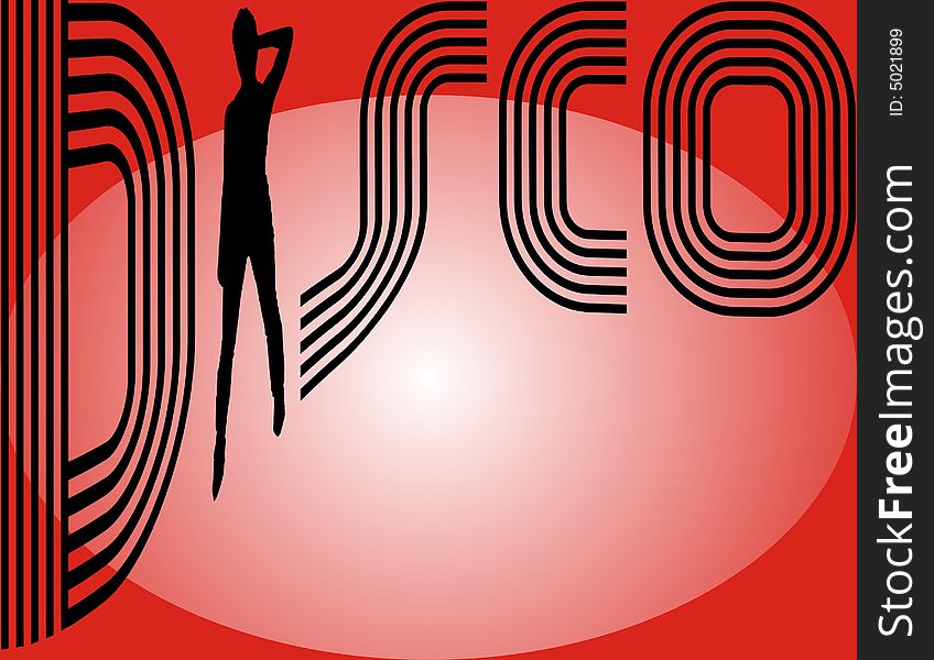 Disco - illustration - red background. Disco - illustration - red background