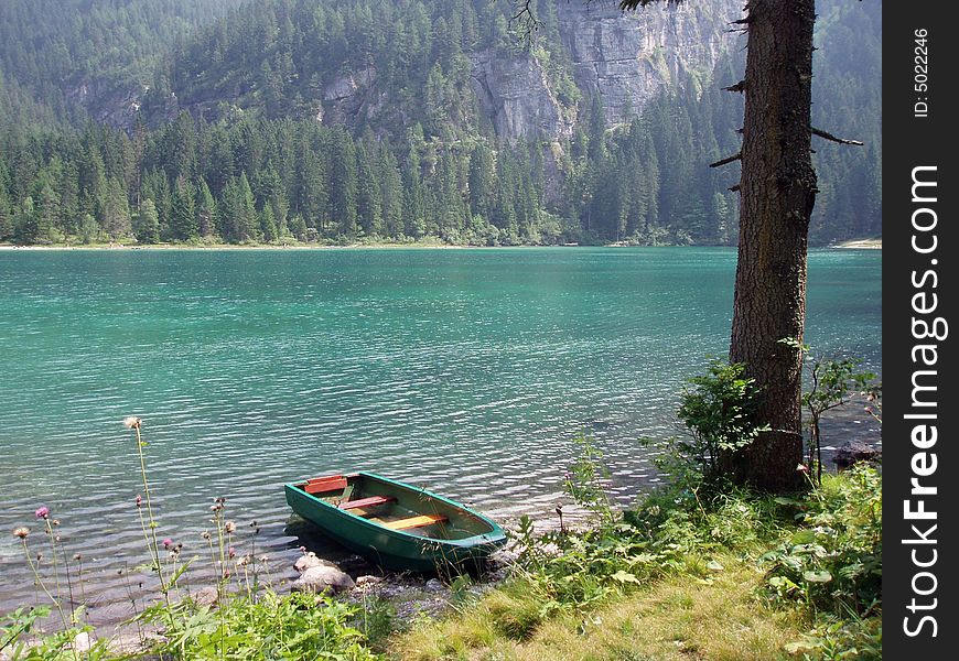 A glimpse of Tovel Lake, beautiful place in Trentino (Italy).