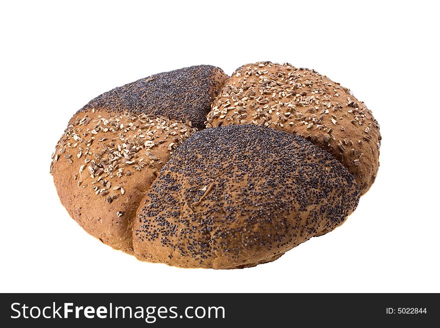 A freshly baked poppy and wholegrain round bread. A freshly baked poppy and wholegrain round bread.