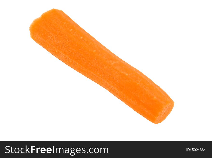 Peeled carrot isolated against white background