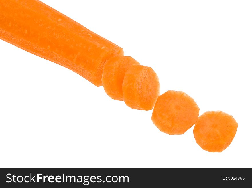 Sliced carrot isolated against white background. Sliced carrot isolated against white background