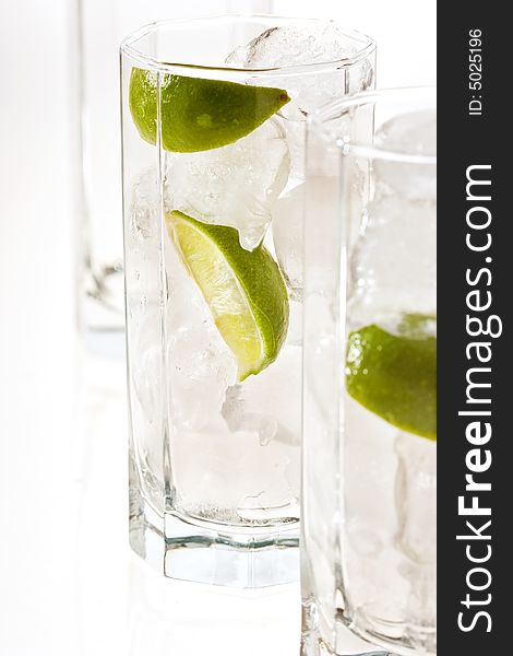 Drink series: cold cocktail with ice and lime. Drink series: cold cocktail with ice and lime